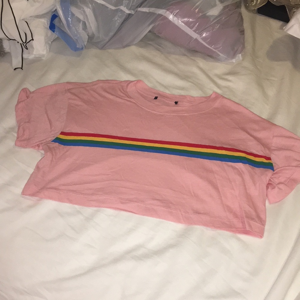 never worn pink crop top